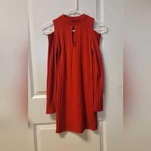 Elegant Red Cold Shoulder Dress
